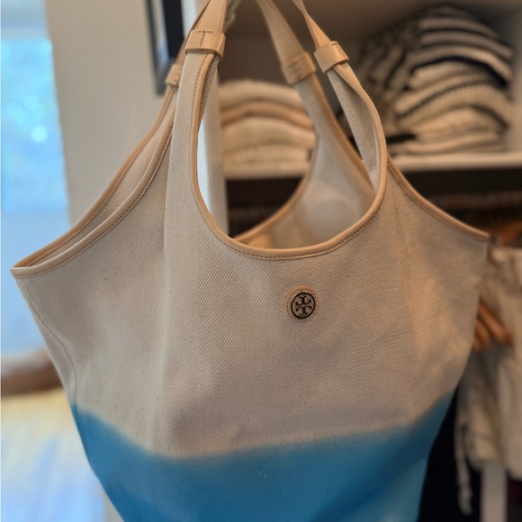 Tory Burch Blue and Cream Women's Tote Bag - Picture 1 of 5